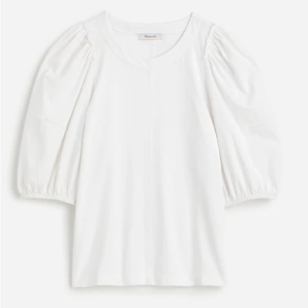 Madewell NWT Puff-Sleeve Tee in Eyelet White Size Large - Picture 5 of 7